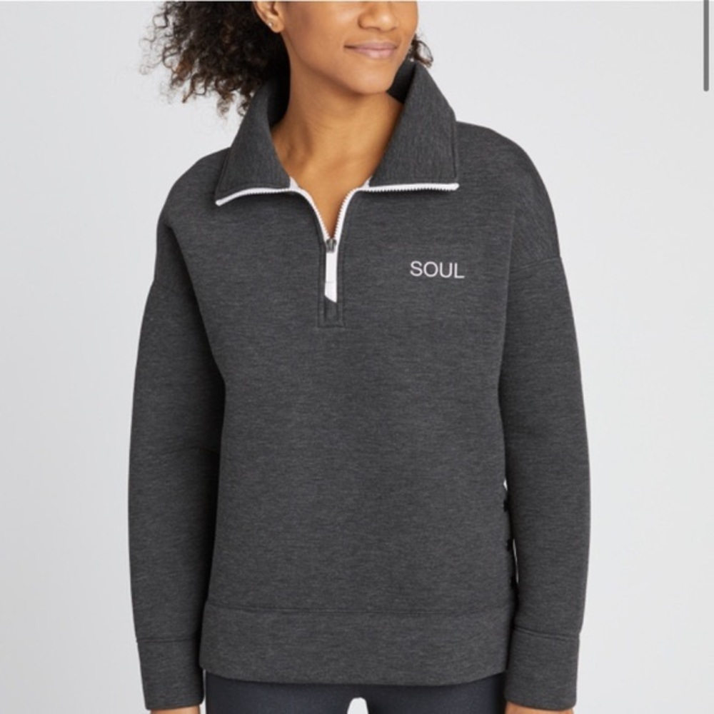 Soul cycle spacer snap funnel neck quarter zip